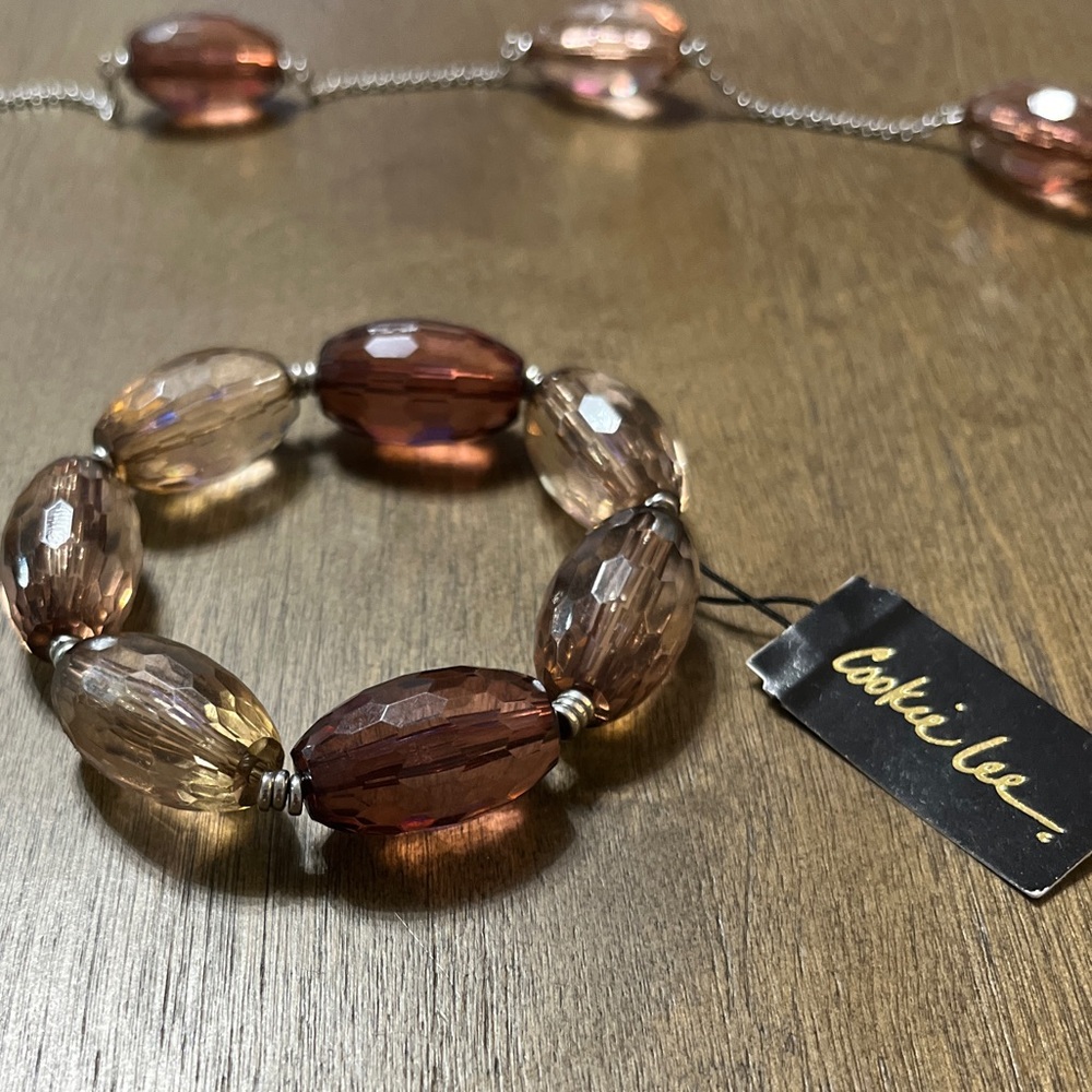 Cookie Lee Brown Stone Necklace / Bracelet Set